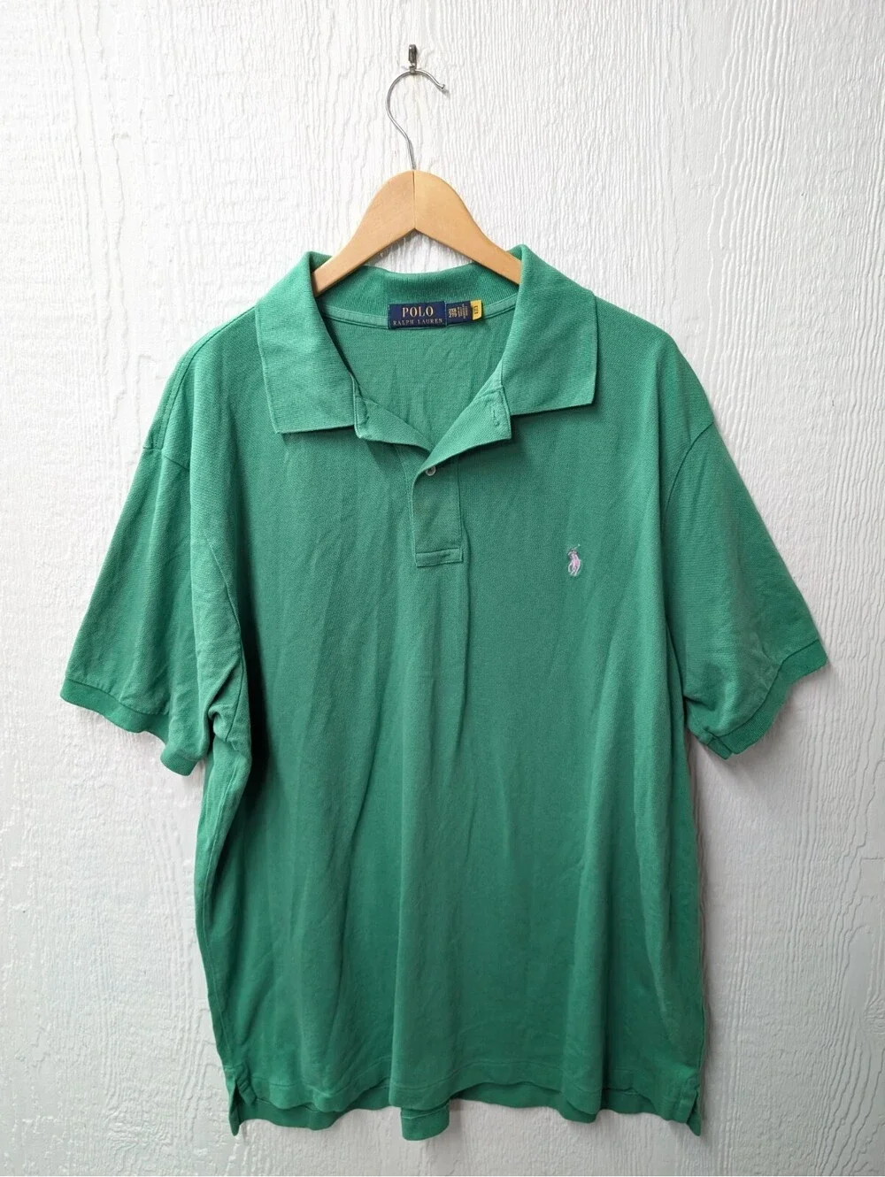 Polo Ralph Lauren Green Polo Shirt Pony Embroidery 100% Cotton Men's Size 2XB